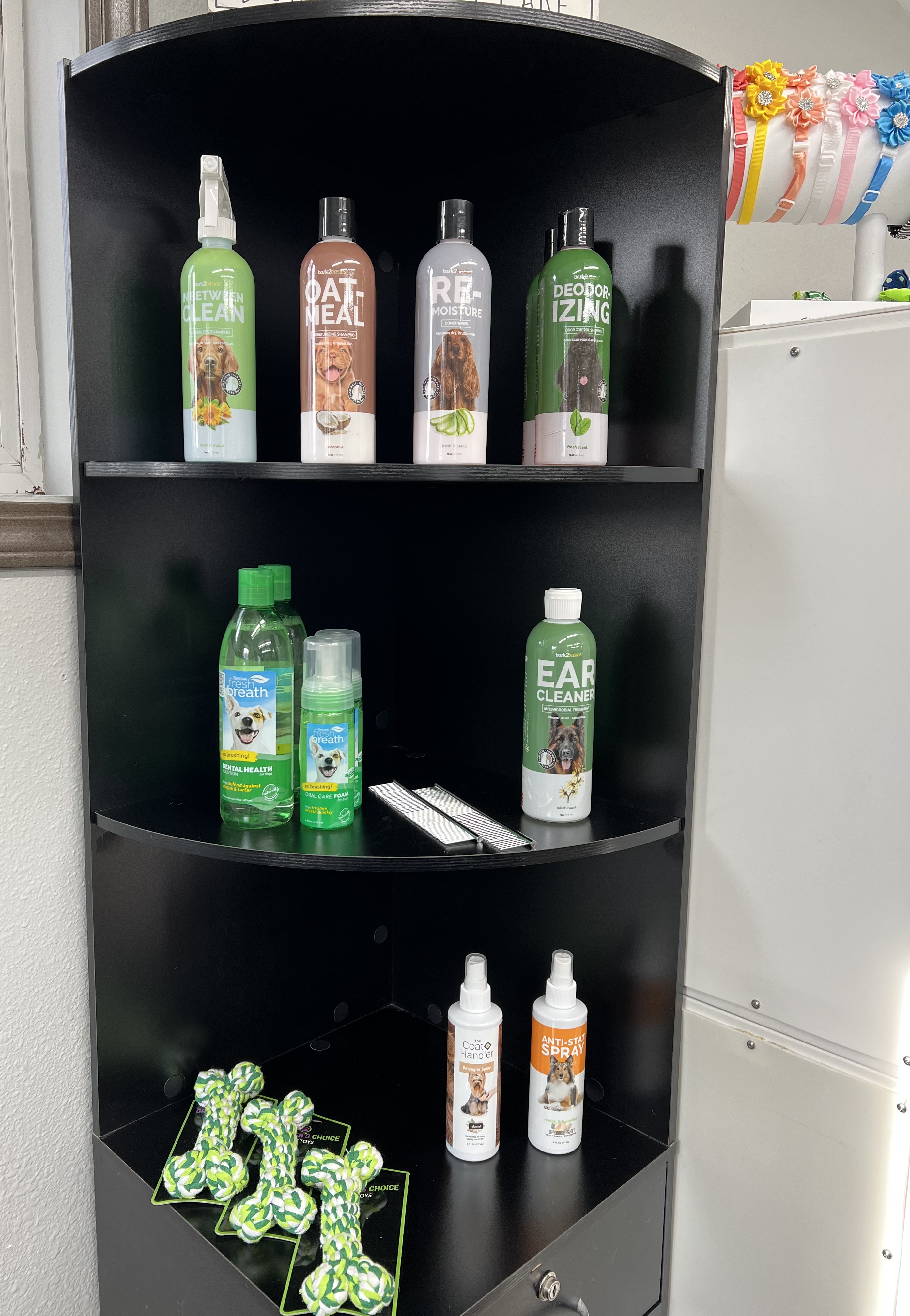 Retail Products on Display in Grooming Salon